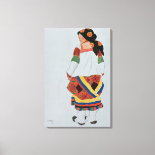 Costume design for a Peasant Girl, 1922 (colour li Canvas Print