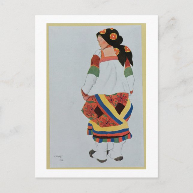 Costume design for a Peasant Girl, 1922 (colour li Postcard (Front)