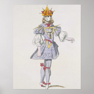 Costume design for Geometry in a 17th century cour Poster