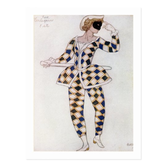 Costume design for Harlequin, from Sleeping Beauty Postcard