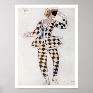 Costume design for Harlequin, from Sleeping Beauty Poster