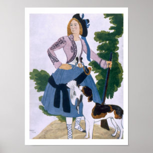 Costume design for The Huntress, 1922 (colour lith Poster