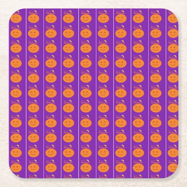Costume Design Pumpkin Purple Paper Coaster (Front)