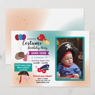 Costume Fancy Dress Birthday Party Photo Invitation
