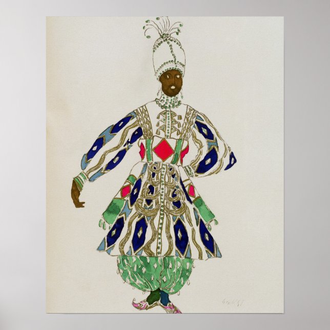 Costume for a 'negro', from Aladdin, 1916 (colour Poster (Front)