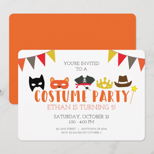Costume Halloween Birthday Party Invitation (Front/Back)