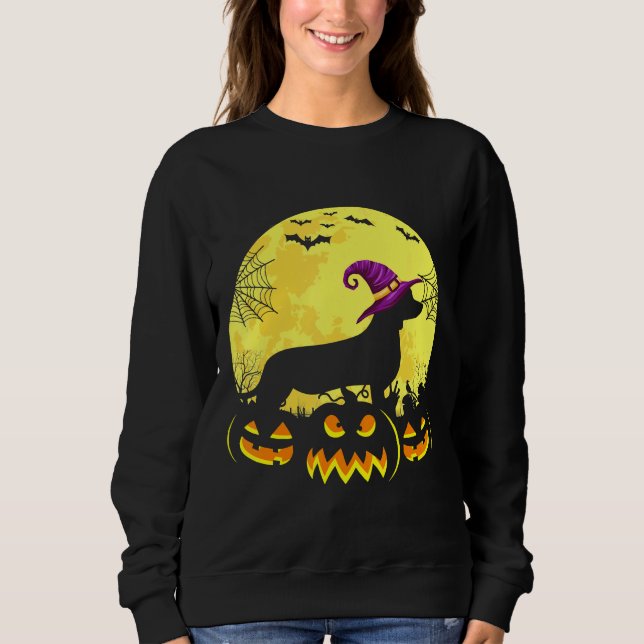 Costume Halloween Dachshund Witch Hat Sweatshirt (Front)