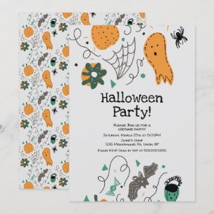 Costume Halloween Party Ghost Pattern Illustration Invitation