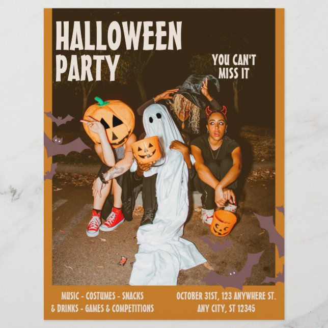 Costume Halloween Party,Vintage Editable Halloween Flyer (Front)