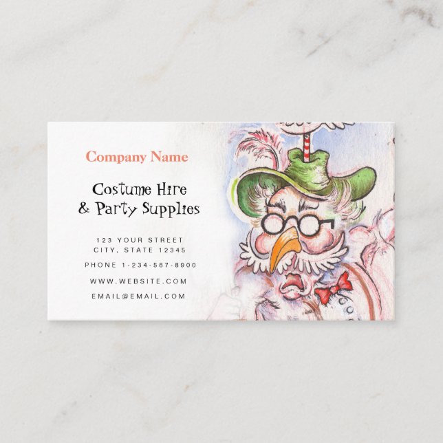 Costume Hire and Party Supplies Business Card (Front)