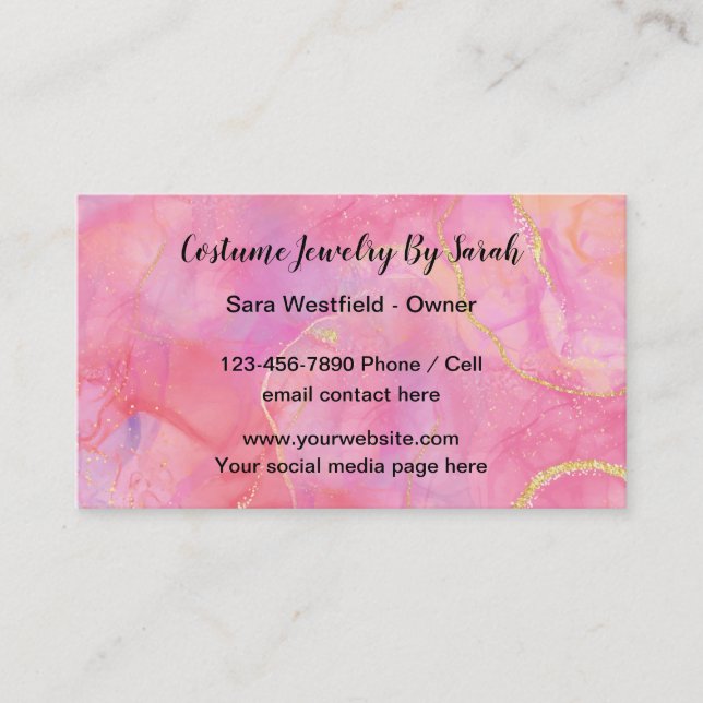 Costume Jewellery Maker Business Cards (Front)