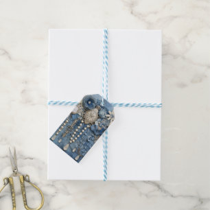Costume jewellery on bue Denim Gift Tags