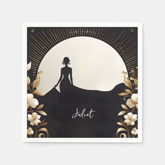 Costume Men Tuxedo Bold Black Tie Bridal Shower Napkin (Front)