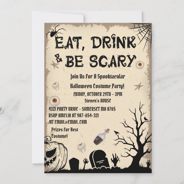 Costume Old And Vintage Party Halloween Invitation (Front)