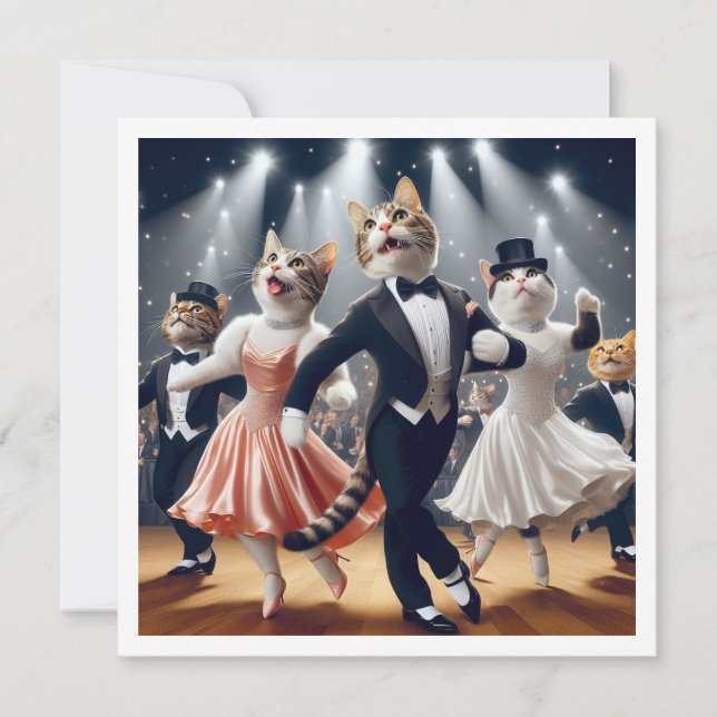 Costume party, Ballroom dance party, Cat Invitation (Front)