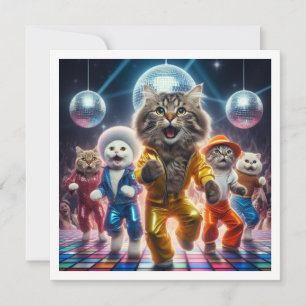 Costume party, Disco Dance party, cat  Invitation