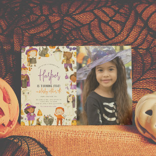 Costume Party Girl Halloween Birthday Party Photo Invitation