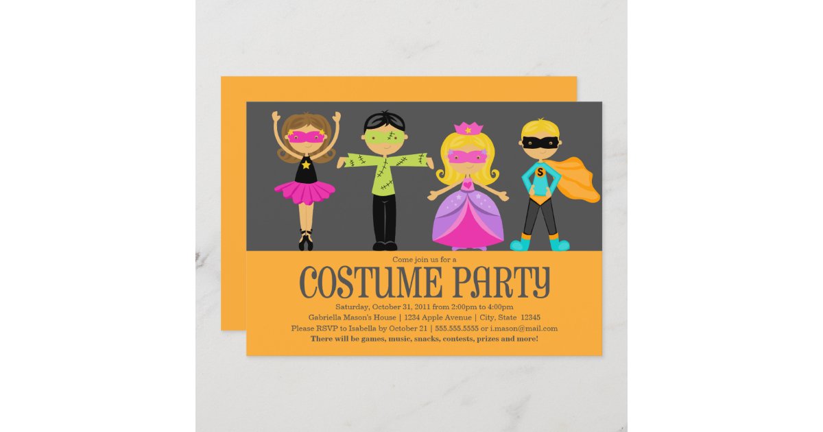 Costume Party Invitation Zazzle 1076