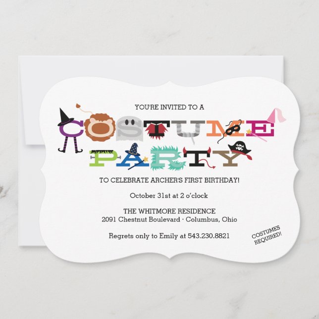 Costume Party Kid's Halloween Party Invitation. Invitation (Front)