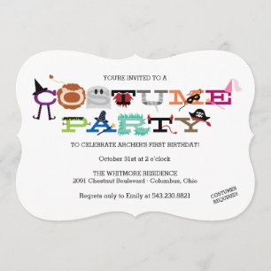 Costume Party Kid's Halloween Party Invitation. Invitation