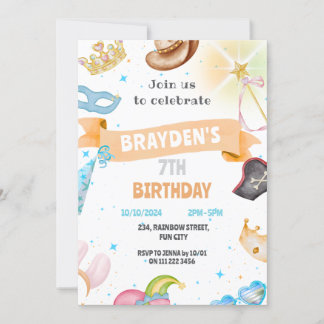 Costume Party Kids Neutral Dress Up Birthday Invitation