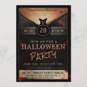 Costume Party Spooky Bat Halloween Party Invite
