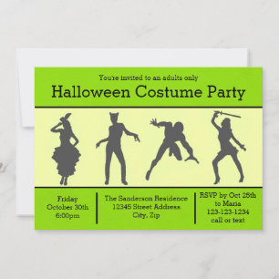 Costume Silhouette Green - Halloween Party Invite