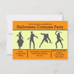 Costume Silhouette Orange - 3x5  Party Invite