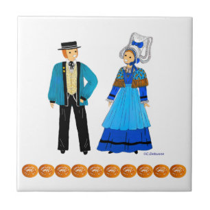 Costume traditionnel de Normandie, France Tile