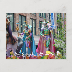 Costumed Mardi Gras Parade Figures Postcard