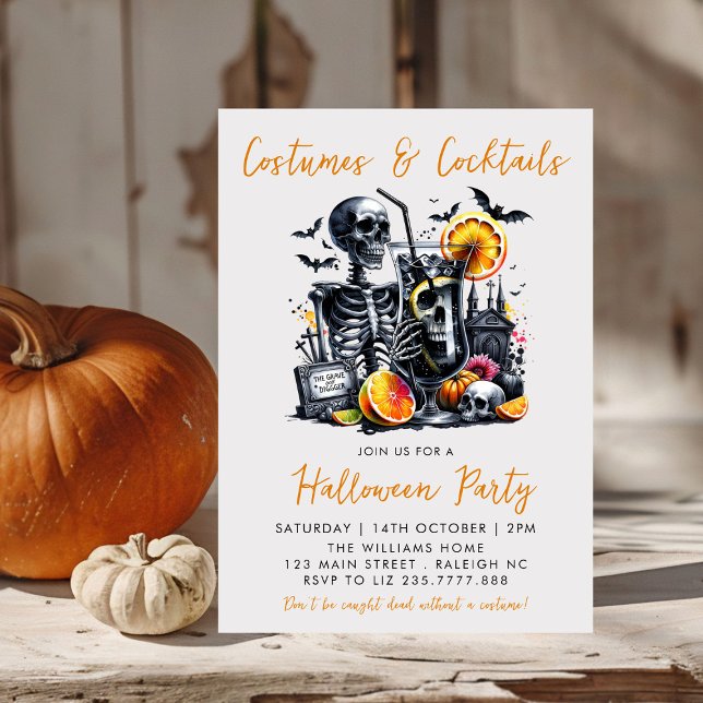 Costumes and Cocktails Adult Halloween Party Invitation (Creator Uploaded)