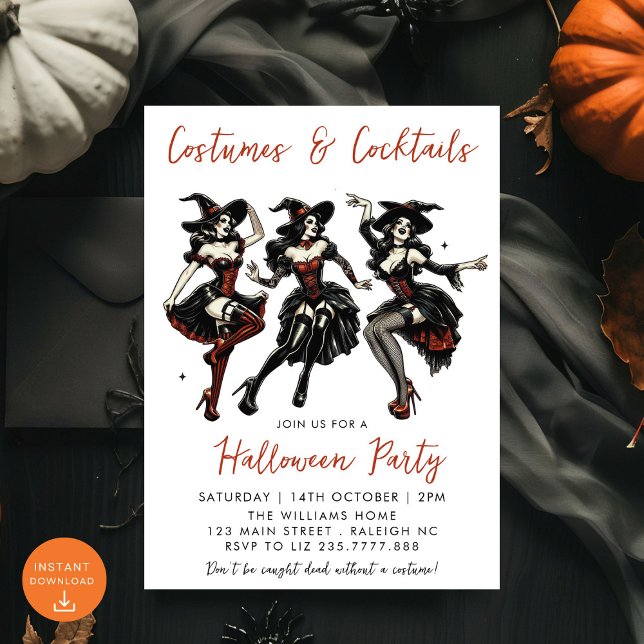 Costumes and Cocktails Adult Halloween Party Invitation (Creator Uploaded)