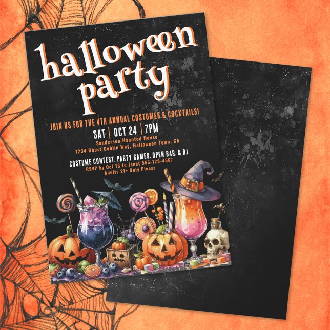 Costumes And Cocktails Adult Halloween Party Invitation (Costumes And Cocktails Adult Halloween Party Invitation)