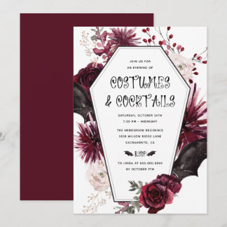 Costumes and Cocktails Adult Halloween Party Invitation