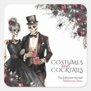 Costumes and Cocktails Adult Halloween Party Square Sticker