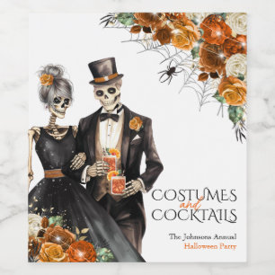 Costumes and Cocktails Adult Halloween Party Wine Label