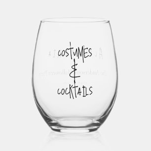 Costumes and Cocktails Halloween Party Favour Stemless Wine Glass