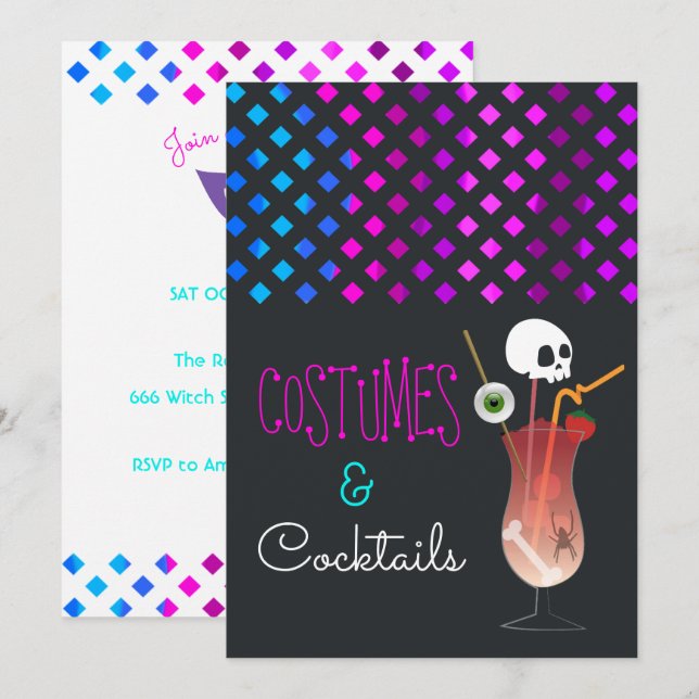 Costumes and Cocktails Halloween Party Invitation (Front/Back)