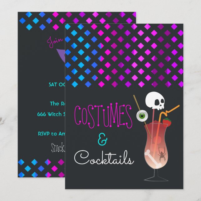 Costumes and Cocktails Halloween Party Invitation (Front/Back)