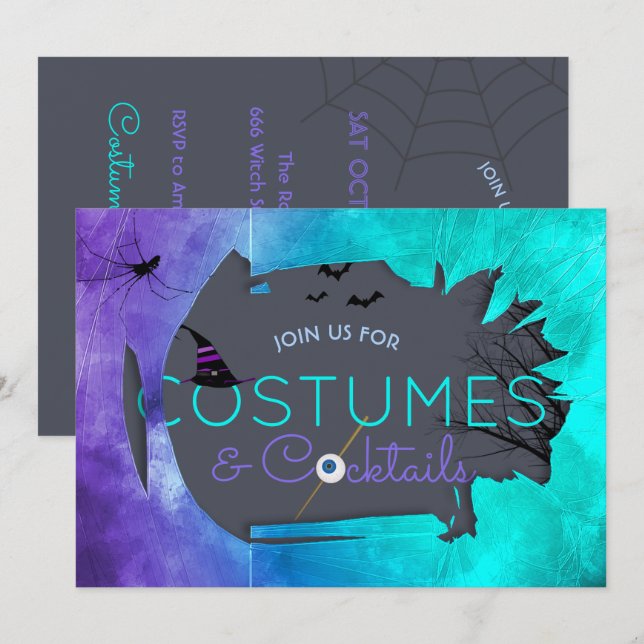 Costumes and Cocktails Halloween Party Invitation (Front/Back)