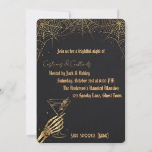 Costumes and Cocktails Skeleton Hand Adult Hallowe Invitation