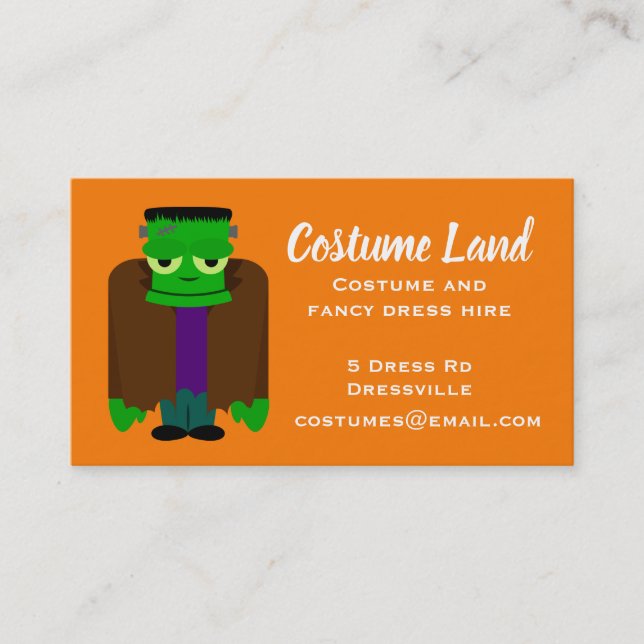 Costumes and fancy dress hire business business card (Front)