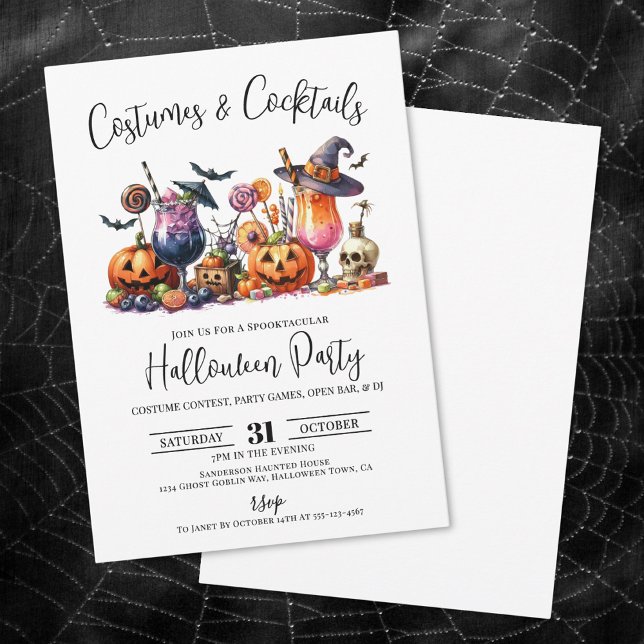 Costumes Cocktails Adult Halloween Party Invitation (Costumes Cocktails Adult Halloween Party Invitation)