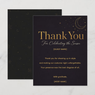 Costumes Cocktails & Chaos Black Gold Thank You Card