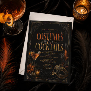 Costumes & Cocktails Elegant Halloween Party Invitation