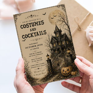 Costumes & Cocktails Haunted House Halloween Invitation