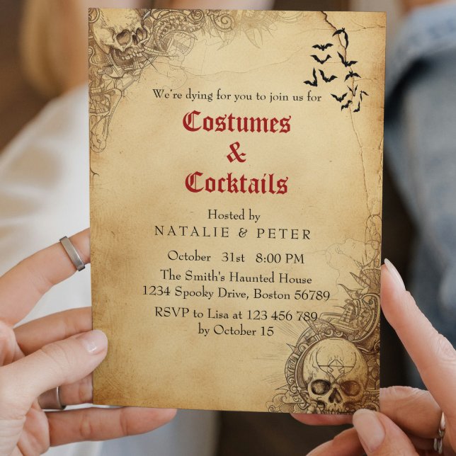 Costumes & Cocktails I Skull Halloween Party Invitation (Creator Uploaded)