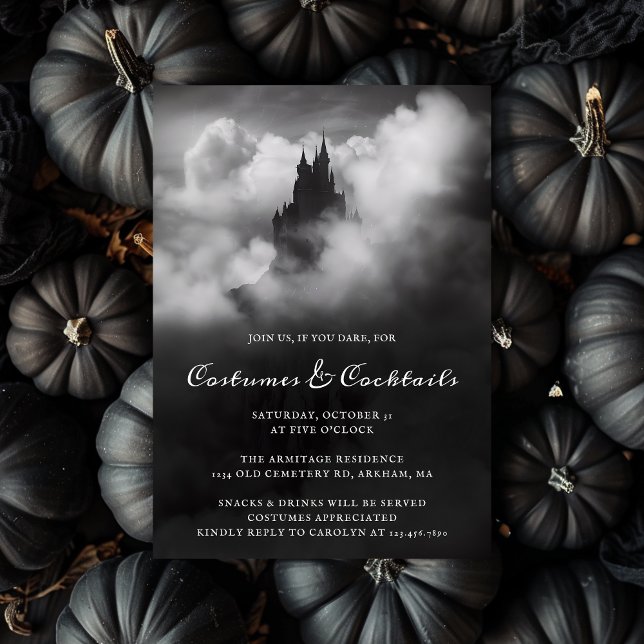 Costumes & Cocktails Spooky Castle Adult Halloween Invitation (Creator Uploaded)
