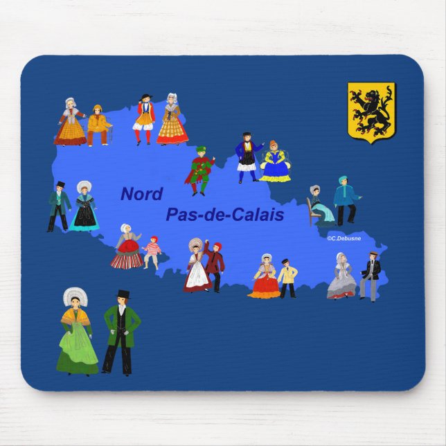 Costumes du Nord-Pas-de-Calais, France Mouse Mat (Front)
