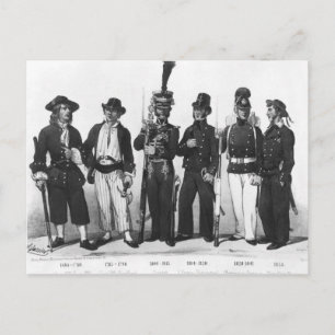 Costumes of French marines from 1680 to 1854 Postcard